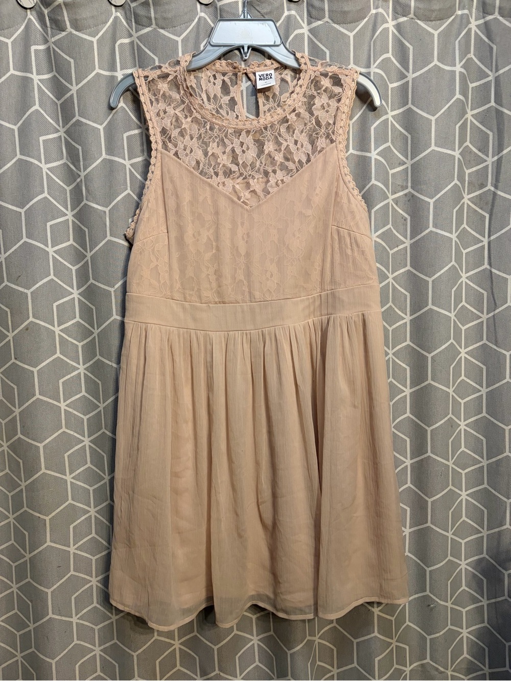 Vero Moda Blush Lace Yoke Mini Dress
